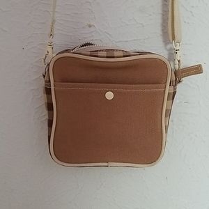 Cute small vintage brown checkered bag